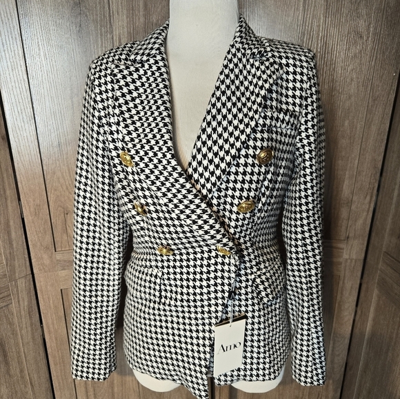 Amo Women's Black and White Houndstooth Blazer - Picture 8 of 16